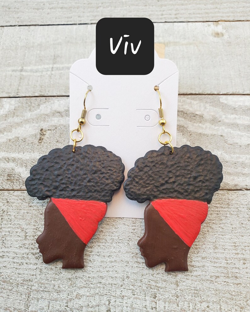Afro Black Woman Earrings Natural Hair Black Girl Earrings Etsy