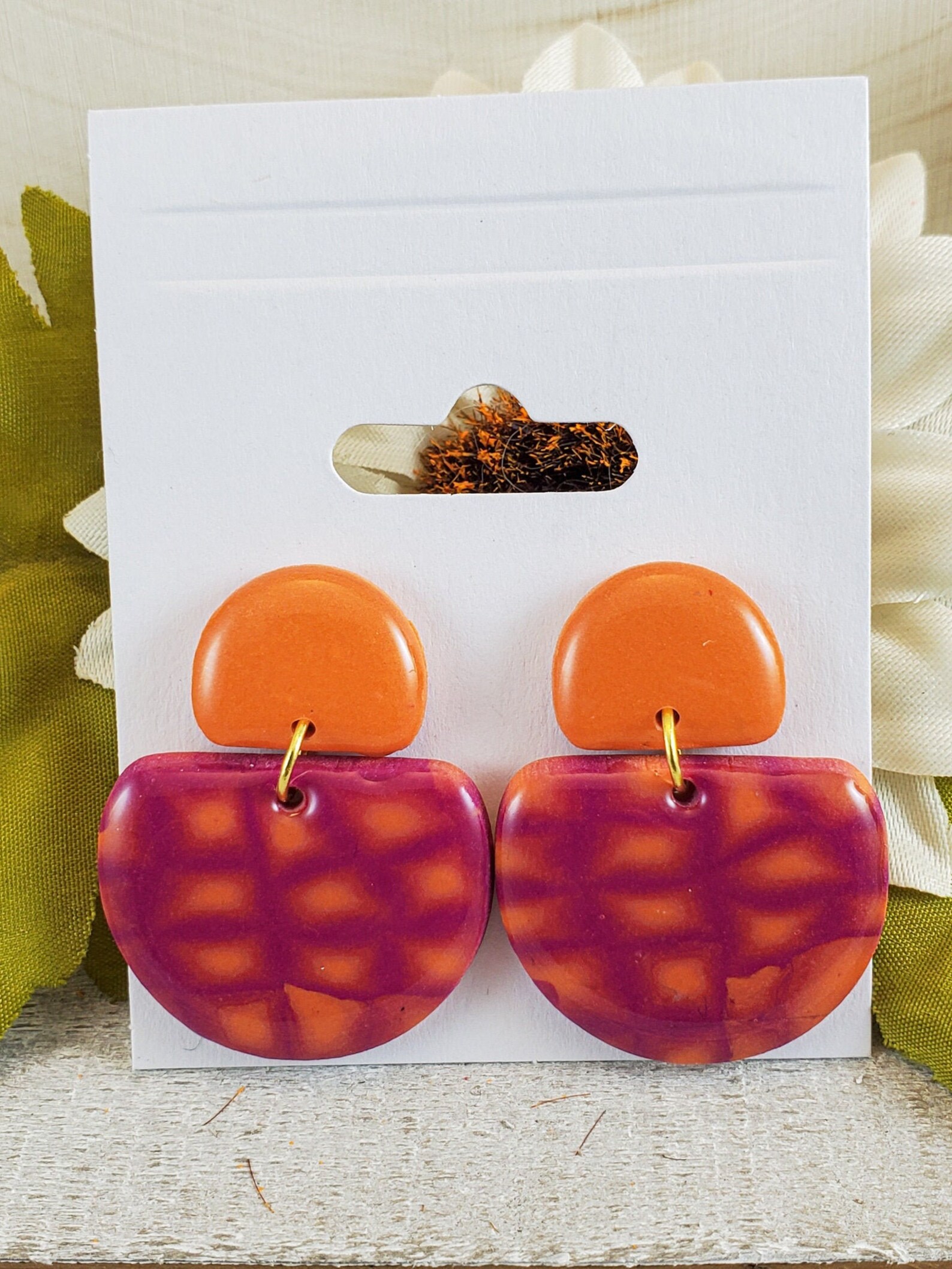 Orange - Quirklets Handpainted Clay Cookie Stud Earrings 46