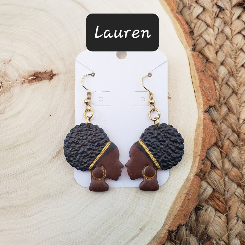 Black Afro Woman Earrings Black Girl Hair Dangle Earrings - Etsy