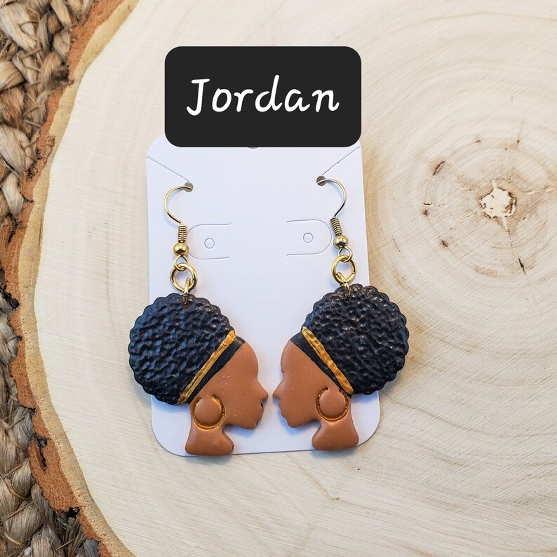 Black Afro Woman Earrings Black Girl Hair Dangle Earrings - Etsy
