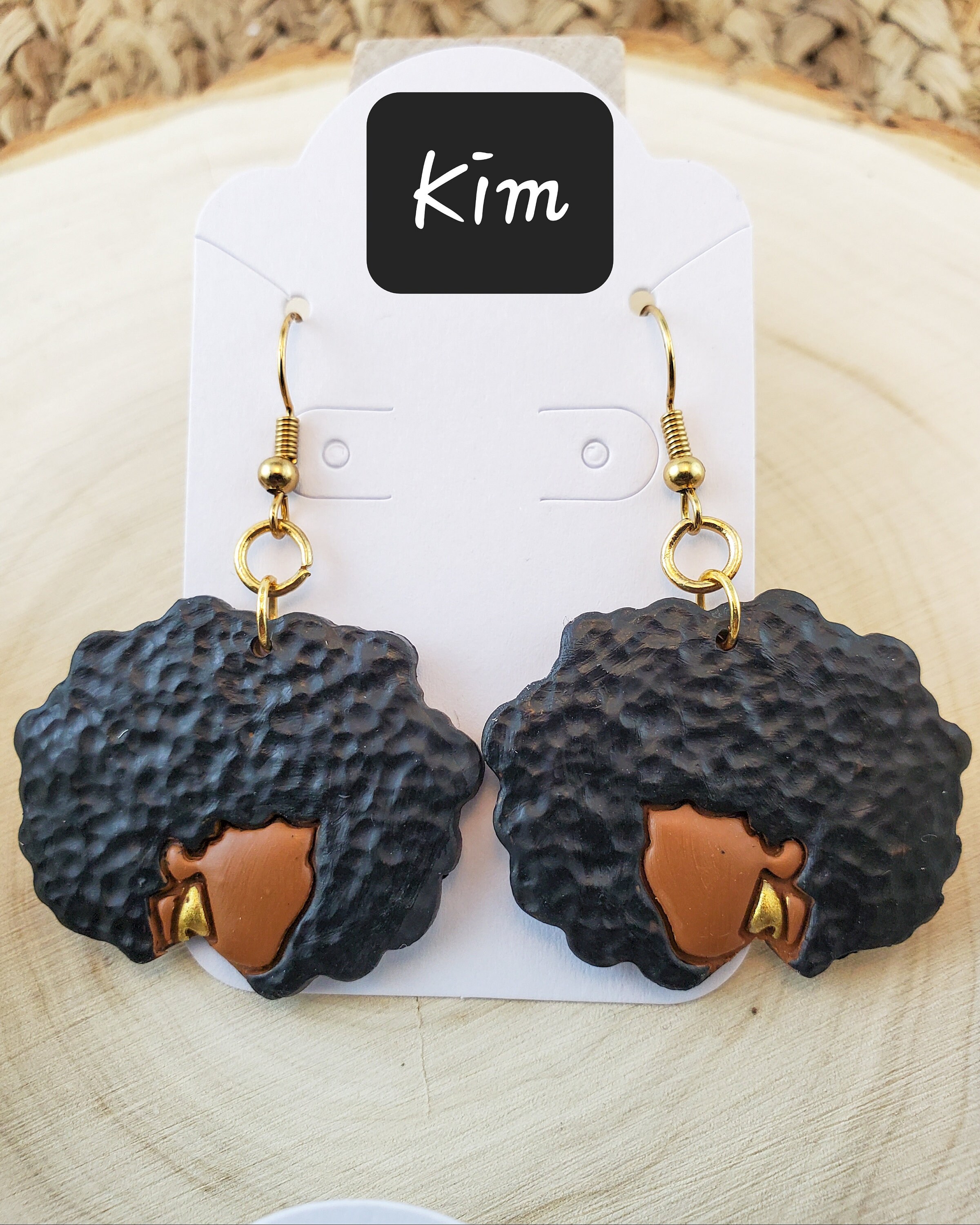 Black Afro Woman Earrings Black Girl Earrings Dangle Stud Etsy