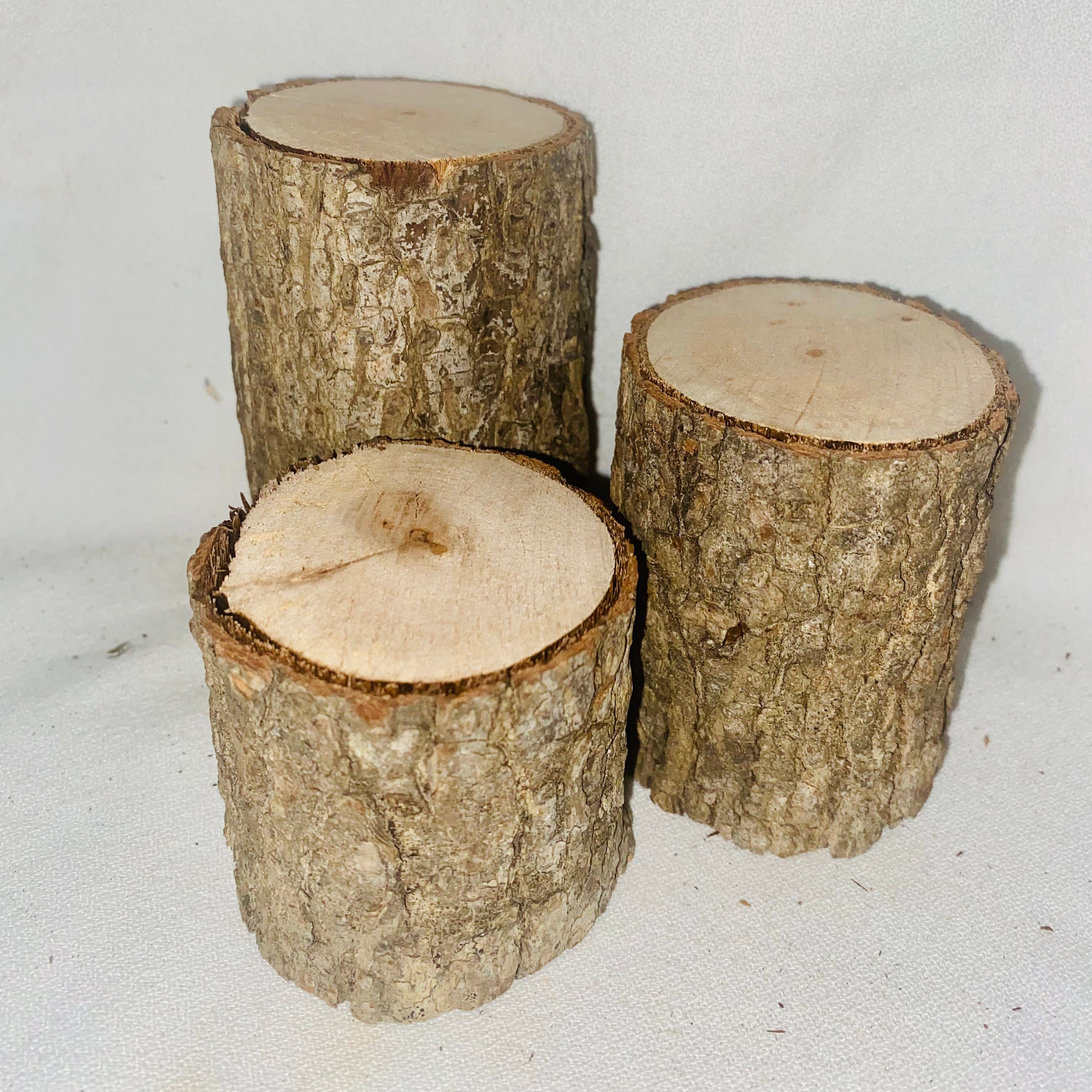 Tocones de troncos de madera rústica conjunto de 3 decoraciones de madera  rústica de 5 de diámetro boda rústica, pieza central de mesa rústica,  decoración de jardín de hadas -  España