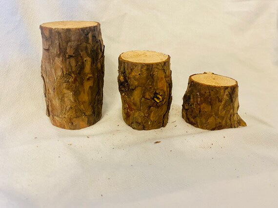 Rustic Pine Wood Log Stumps Set of 4 Rustic Wood Decorations Rustic  Wedding, Rustic Table Centerpiece 