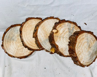 Rustic Pine Wood Slices – Natural Coaster Set, Wedding Decor