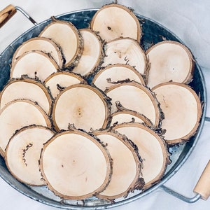 Birch Tree Slices - Birch disc - Birch Rounds -   3”-4” diameter - 20 total - Birch circles - birch coasters - birch tags - birch wedding