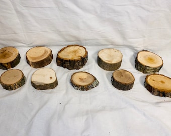 Juego de rodajas de madera rústica: troncos con bordes vivos, decoración para jardín de hadas