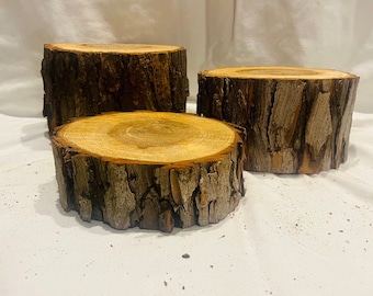 Large Willow Log Stumps - set of 3 - large - rustic wood decorations- rustic wedding, rustic table centerpiece, fairy garden decor