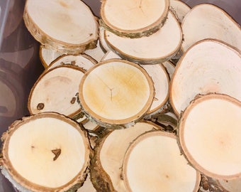25 Rustic Birch Wood Slices: Natural Wedding Decor (2-3 inch)