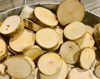 Birch Branch Slices (Set of 25): Rustic Wood Rounds, 1-2" Diameter