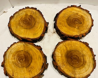 Rustic Willow Wood Slices (Set of 4): 6" Live Edge Disks