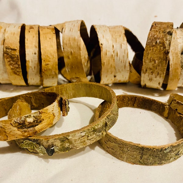 Natural Birch Bark Rings - 25 rings - birch bark circles - birch bark crafts -birch bark ring