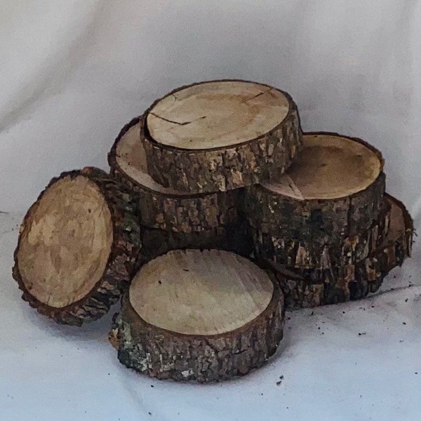 10 rustic wood slices - wood slabs - rustic wedding decor- rustic table decor - 4” diameter