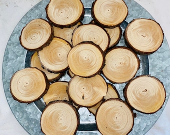 Natural Pine Slices with bark - set of 10 - pine disc - pine rounds -pine circles - pine slices - Christmas ornaments- crafting wood circles