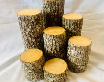 Troncos de madera rústicos: juego de 7, decoración de corteza natural