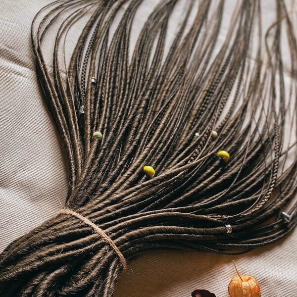 Dark Brown Dreadlocks Extensions DE Synthetic Thin Classic Smooth Dreads Cold Brown Medium Dreads Boho Style