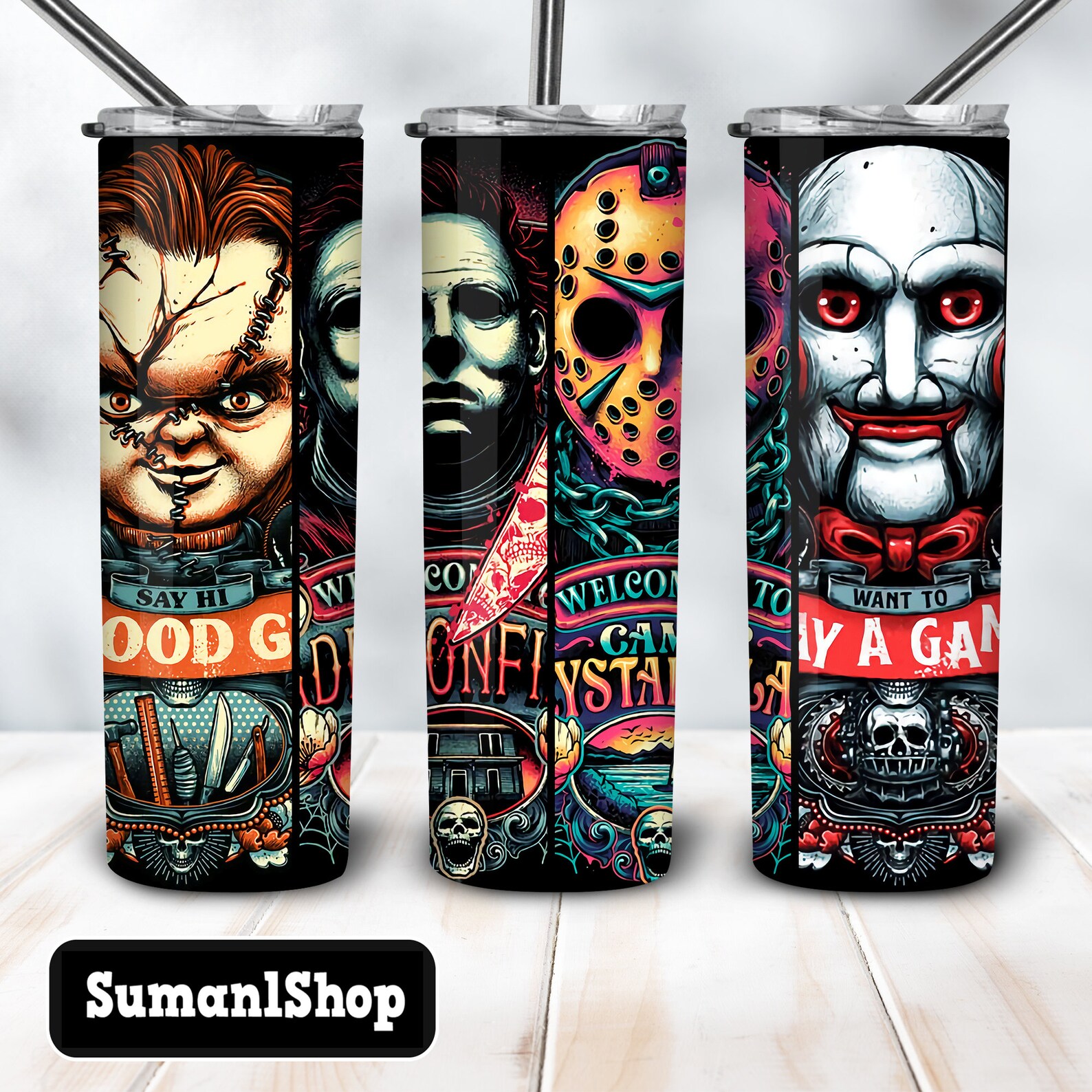 Horror Movies Skinny Tumbler PNG Wrap Sublimation Etsy
