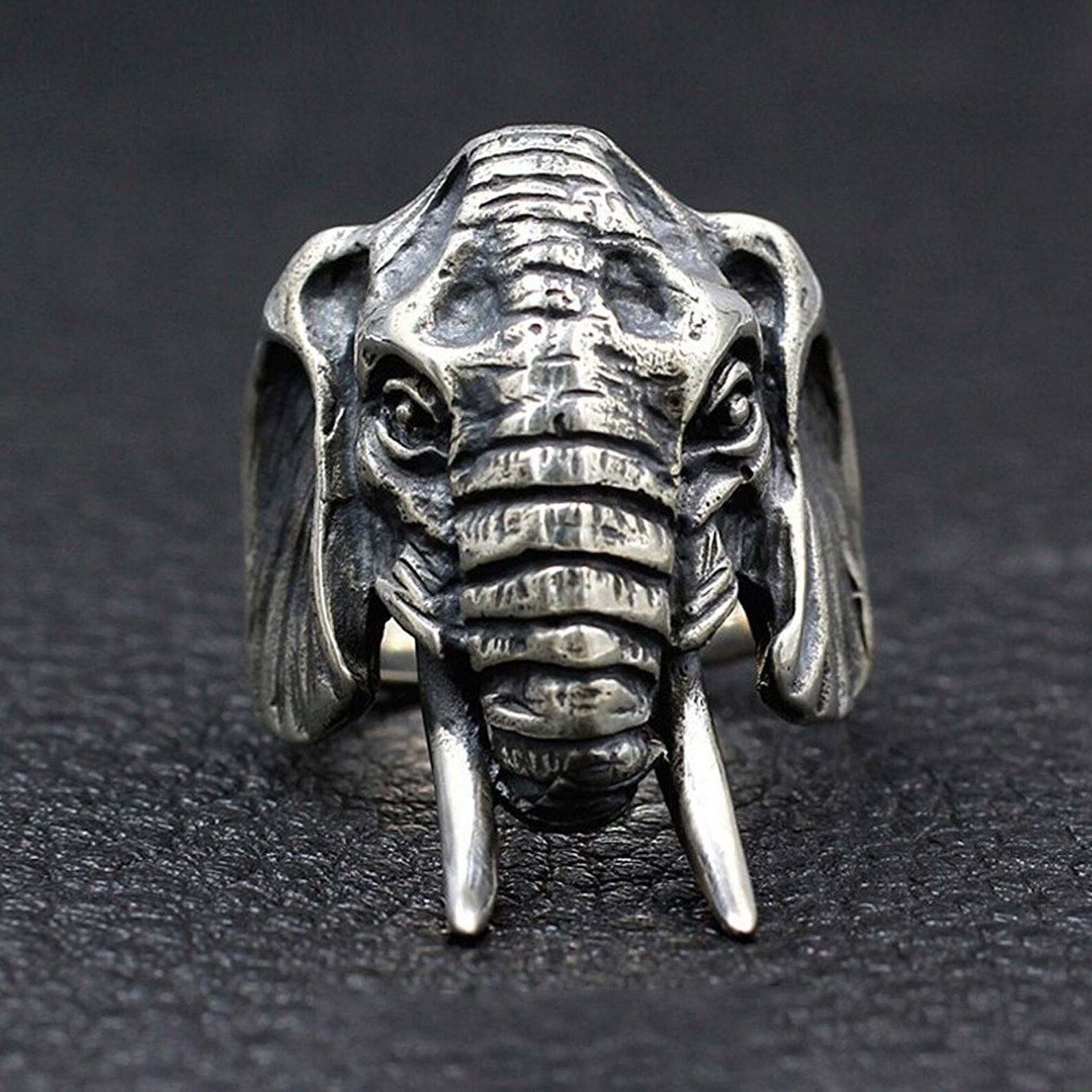 316L Stainless Steel Unique Elephant Ring Animal Elephant Head Etsy