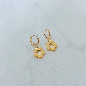 Gold Flower Huggie Earrings