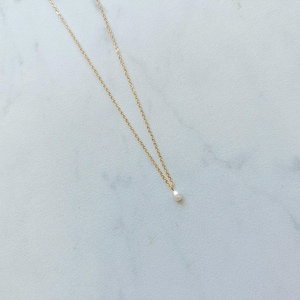 Gold Dainty Natural Freshwater Pearl Drop Necklace