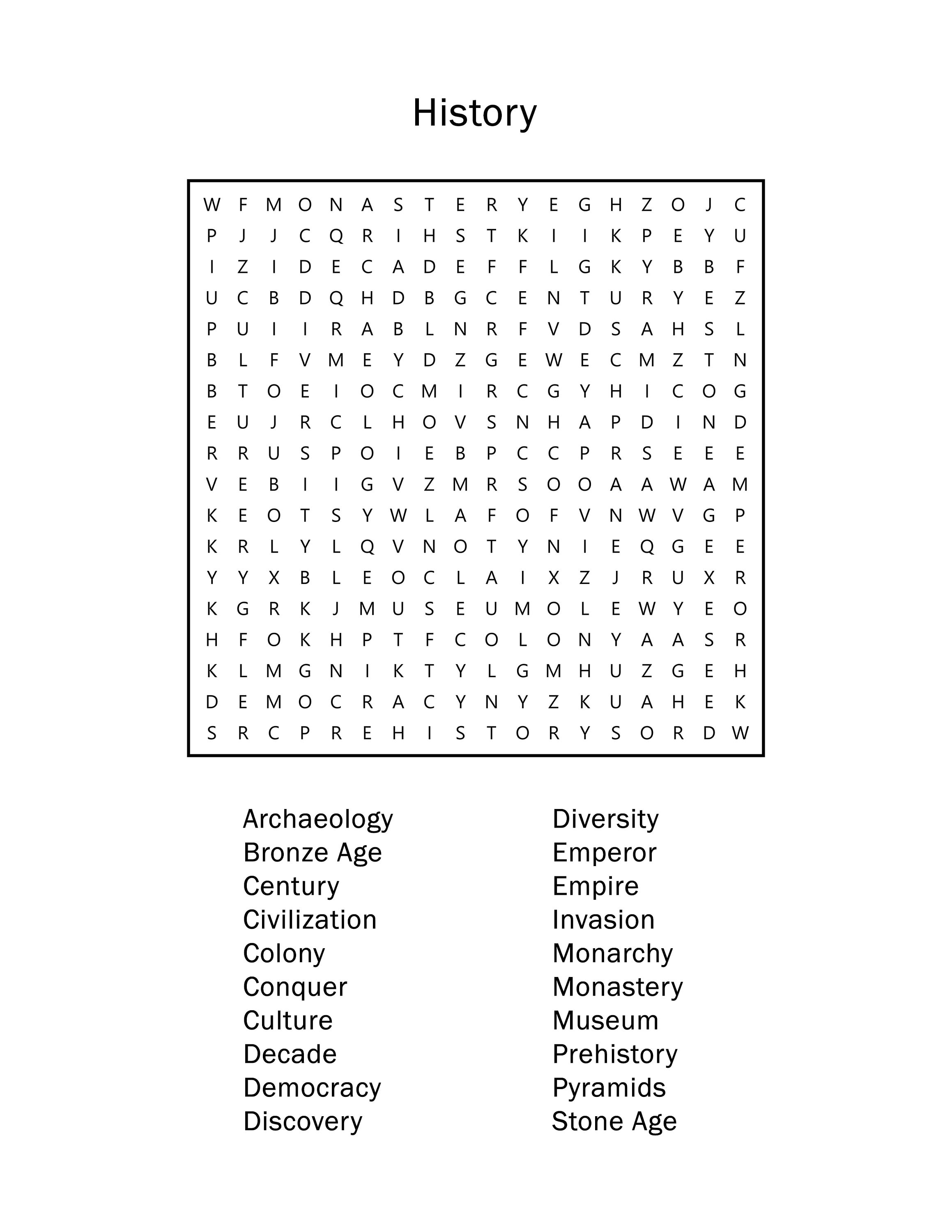 Free Printable History Word Search Word Search Maker Free Printable History Word Search Word Search Maker