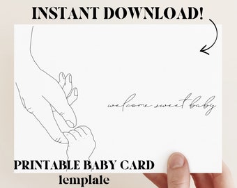 PRINTABLE Baby Shower Card | INSTANT DOWNLOAD | 4x6 Card Template | Congratulations  New Baby | Handmade Artwork | pdf only | Downloadable