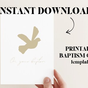 Carte de baptême IMPRIMABLE | Carte de baptême religieuse minimaliste simple pour adulte ou enfant | TÉLÉCHARGEMENT NUMÉRIQUE | pdf uniquement | Téléchargement instantané