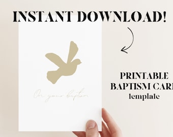 Doopkaart AFDRUKBAAR | Eenvoudige minimalistische religieuze doopkaart voor volwassene of kind | DIGITALE DOWNLOAD | alleen pdf | Directe download
