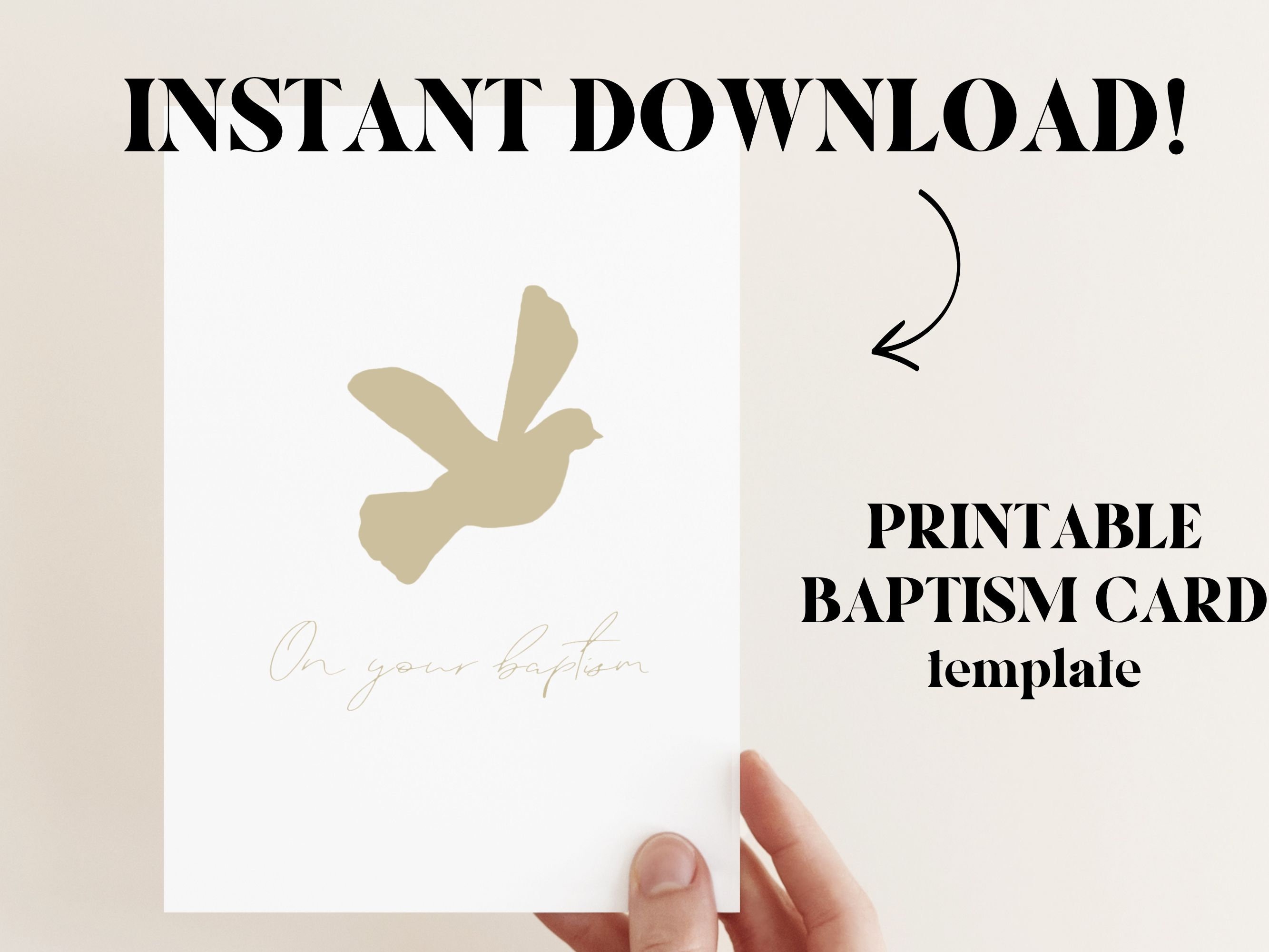 Baptism Card PRINTABLE | Simple Minimalist Religious Baptismal Card for Adult or Child | DIGITAL ...