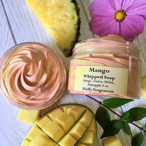 Mango Whipped Soap | Homemade Fluffy Whip Soap, Self Care, Foaming Bath Whip , Body Wash, Personalized Gift for Her, Shave Soap, Cream Soap