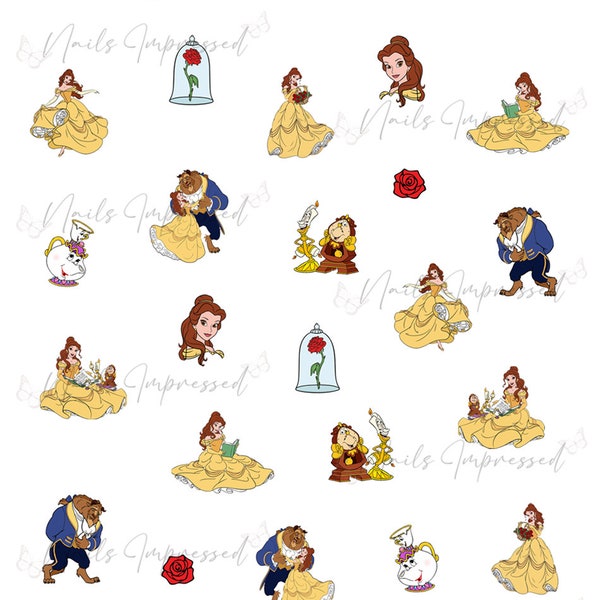 Beauty and the Beast Nail Decals | Waterslide Nail Decals | Nail Stickers | Nail Art Supplies and Accessories