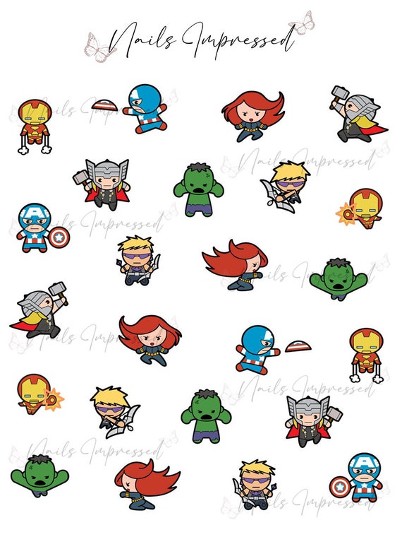 Marvel Avengers Nail Decals Waterslide Nail Decals Nail Etsy