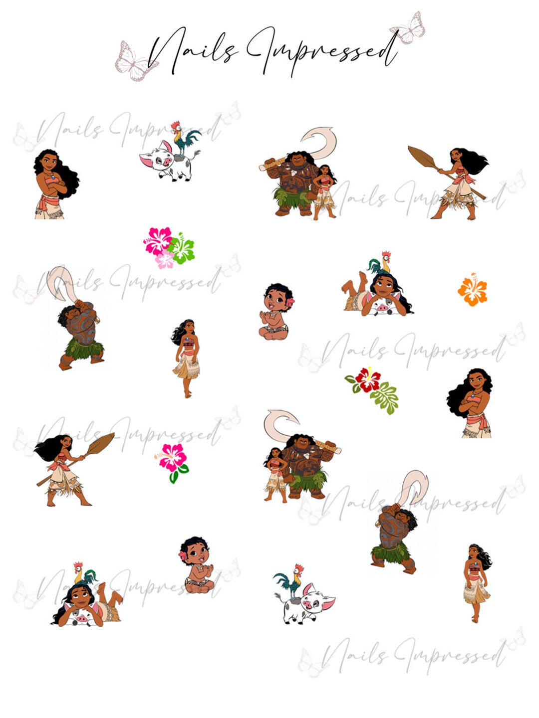 Moana Nail Decals Waterslide Nail Decals Nail Stickers Nail Art ...