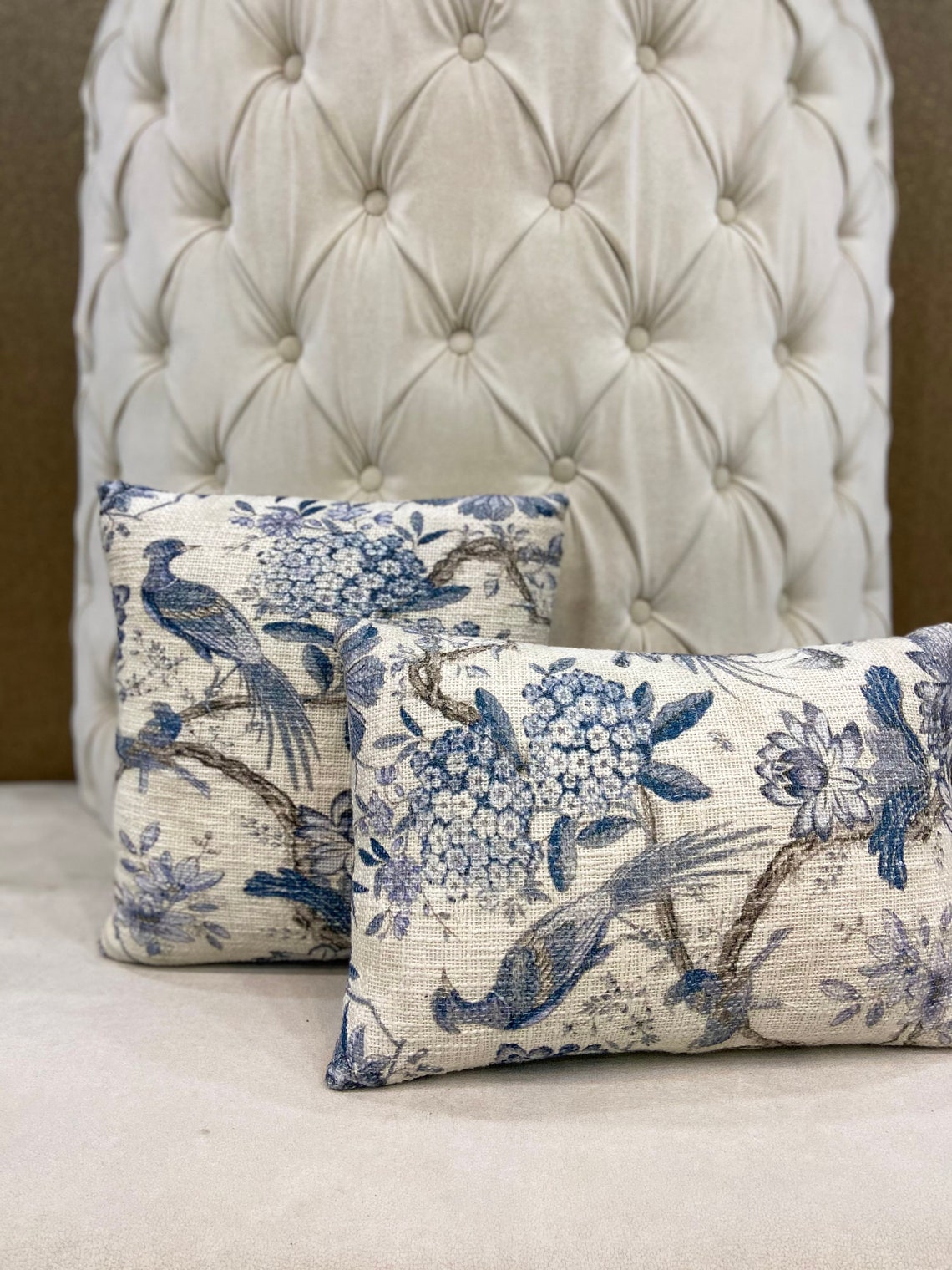 Bird Print Cushion Cover With Flowers Digital Print Cushion Etsy UK