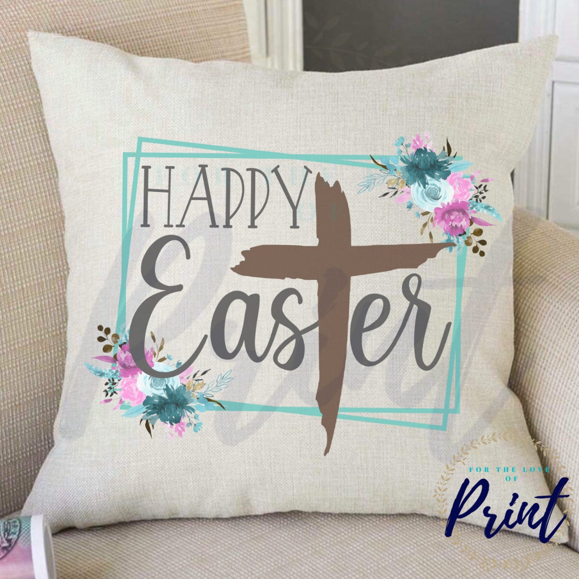 Happy Easter Cross Pillow Cover Easter Pillow Covers Faith Etsy