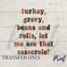 Turkey Gravy Beans and Rolls Let Me See That Casserole Sublimation Transfer, Thanksgiving, Fall Sublimation Transfers Ready To Press 