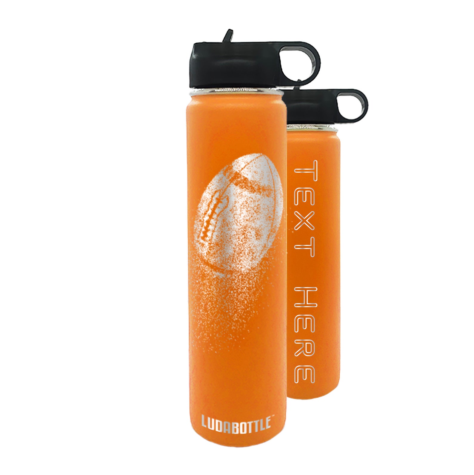 24oz Football Engraved Personalized Water Bottle With Straw Etsy