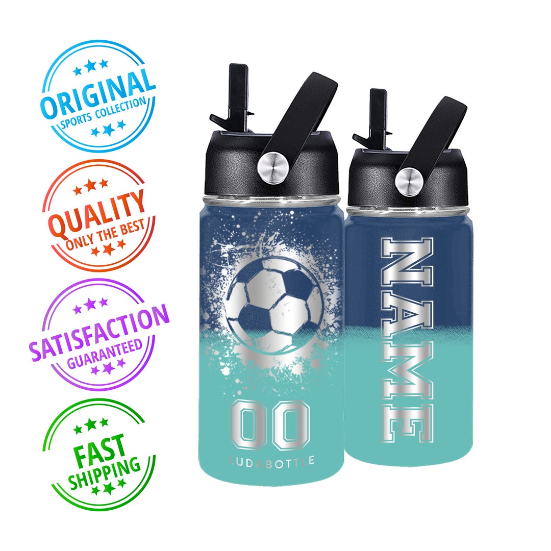 Personalized Soccer Ball Water Bottle: 16oz Stainless Steel Kids Bottle ...