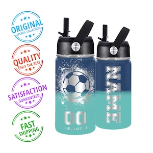 Soccer-Sports-Football-Ball-Goal-Game Water Bottle by StabbedHeartDesigns