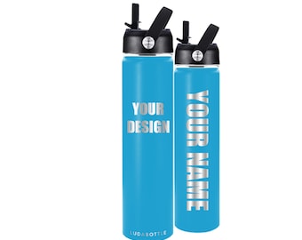 24oz Custom Engraved Personalized Stainless Steel Reusable Water Bottle With Straw Lid