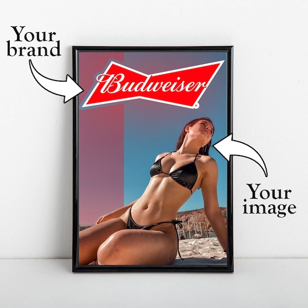 Affiche de bière personnalisée Tendance Tiktok pour petit ami | Ajoutez une bière | Ajoutez une boisson énergisante | N'importe quel logo | Pour petite amie | Poster de bière numérique personnalisé