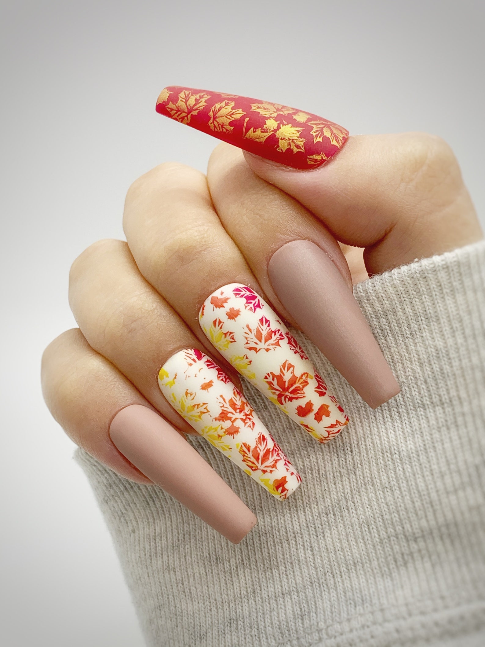 Maple Leaf Press On Nails Fall Nails Fall season Ombre Etsy