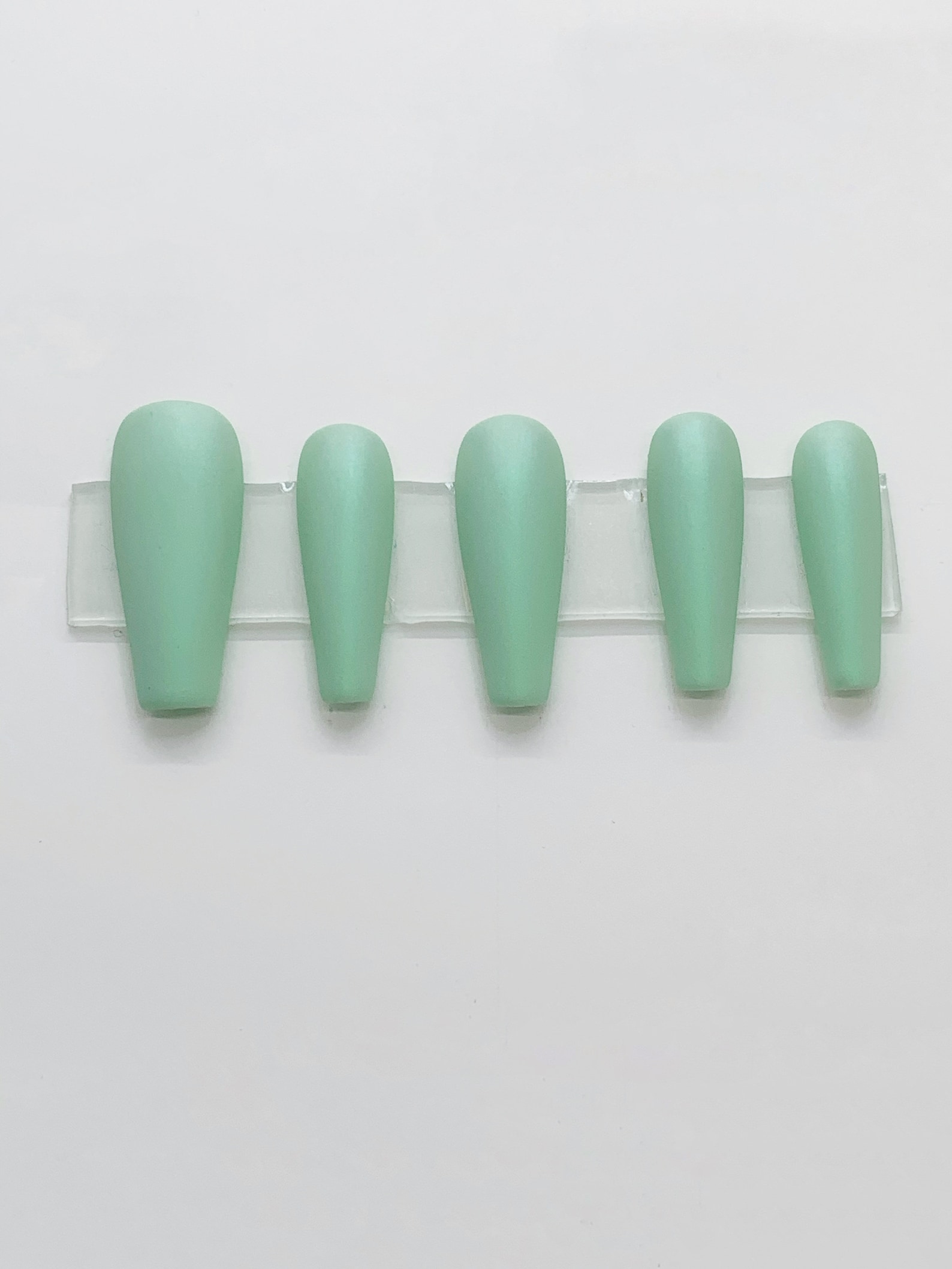 Green Press on Nails Acrylic Glue on Nails Gel Long Coffin - Etsy