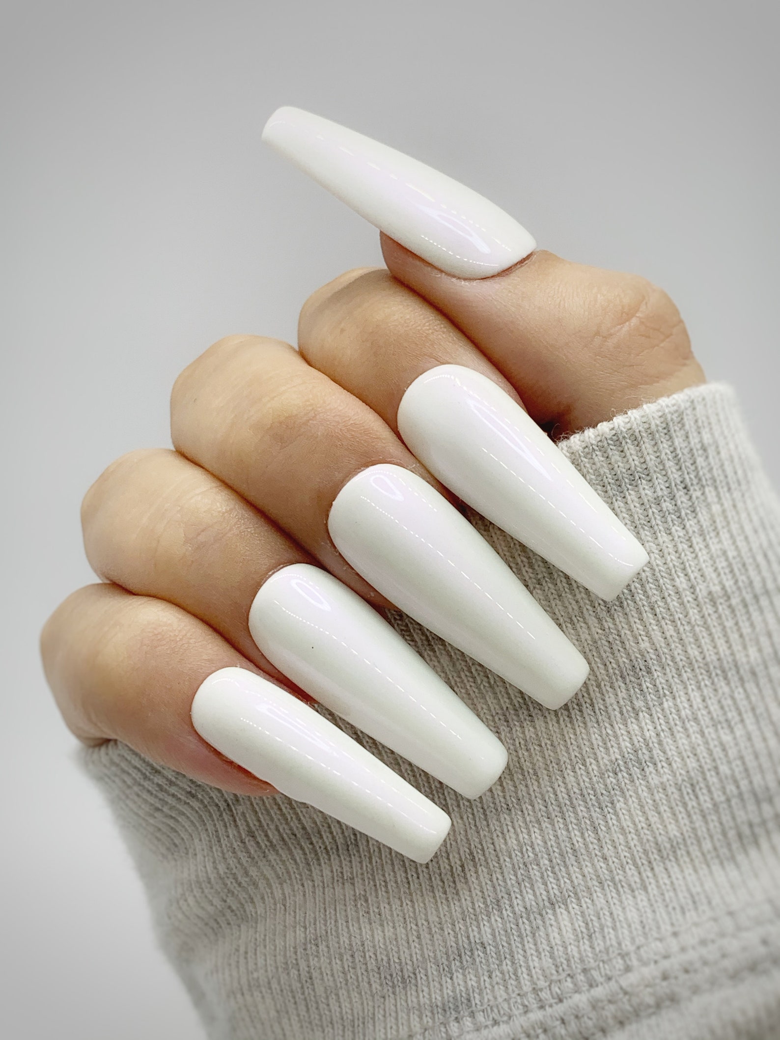 Pearl White Press on Nails Pink Hue Acrylic Nails White - Etsy