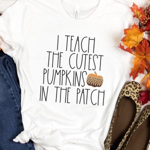 Cute Pumpkin Teacher Unisex T-Shirt, educator fall shirt, autumn elementary shirt, I teach the cutest pumpkins in the patch t shirt