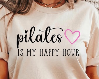 Camiseta Pilates is my Happy Hour, camiseta de fitness, regalo para amantes del pilates, ropa de entrenamiento, regalo de instructor de pilates, pilates reformer, camiseta de yoga