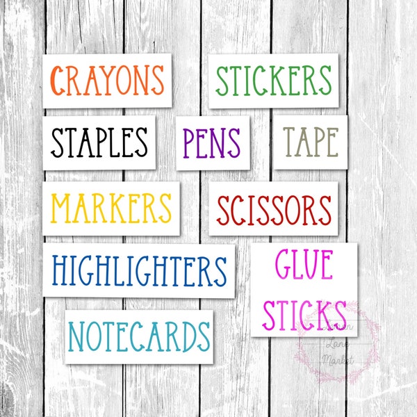 custom office labels, supply labels, vinyl school label, school organization stickers, office organization stickers, homeschool organization