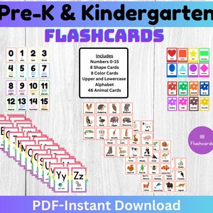 Pacote abrangente de flashcards para aprendizagem precoce - números de 0 a 15, formas, cores, alfabetos e animais