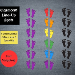 Customizable Clasroom Line Up Spots, Learning Colors, Teacher Organization, Kindergarten-Preschool-elementary classrooms, student distancing