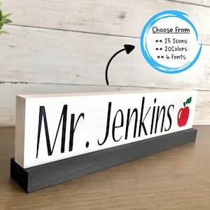 Personalized Teacher Desk Sign, Custom Teacher Name Plate, Wooden Classroom Name Plaque, New Teacher Gift, Teacher Appreciation Decor