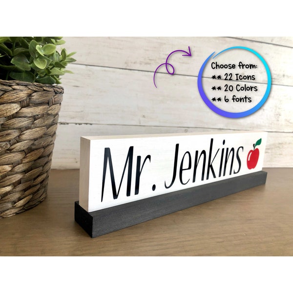 Personalized Teacher Name Plate/Name Plaque/wood name plate/teacher gift/co-worker gift/teacher name plate for desk/ name sign for desk